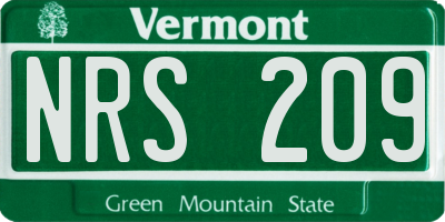 VT license plate NRS209