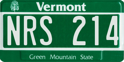 VT license plate NRS214