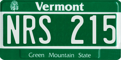 VT license plate NRS215