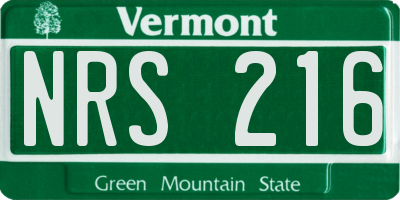 VT license plate NRS216