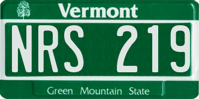 VT license plate NRS219