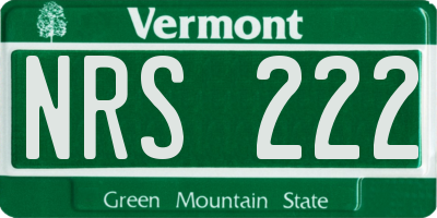 VT license plate NRS222