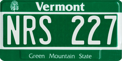 VT license plate NRS227