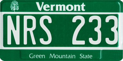 VT license plate NRS233