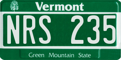 VT license plate NRS235