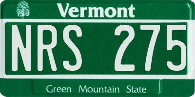 VT license plate NRS275