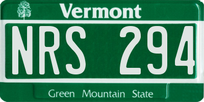 VT license plate NRS294