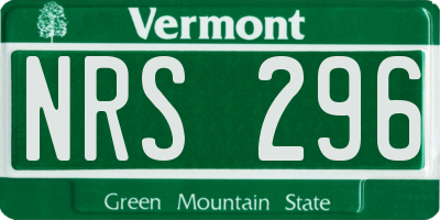 VT license plate NRS296
