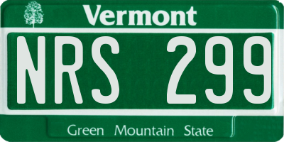 VT license plate NRS299