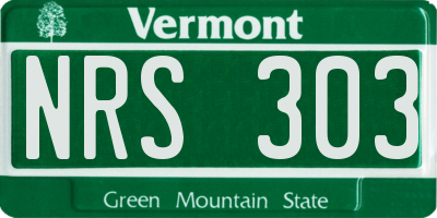 VT license plate NRS303