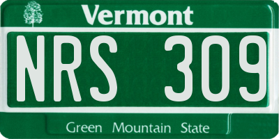VT license plate NRS309