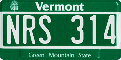 VT license plate NRS314