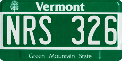 VT license plate NRS326