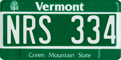 VT license plate NRS334
