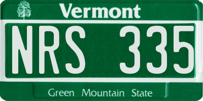 VT license plate NRS335