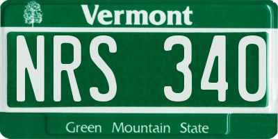 VT license plate NRS340