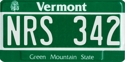 VT license plate NRS342