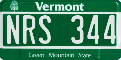 VT license plate NRS344