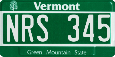 VT license plate NRS345