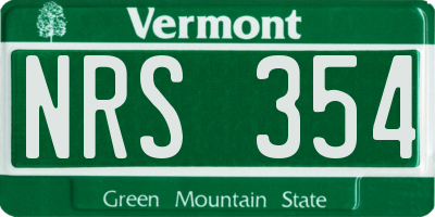 VT license plate NRS354