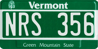 VT license plate NRS356