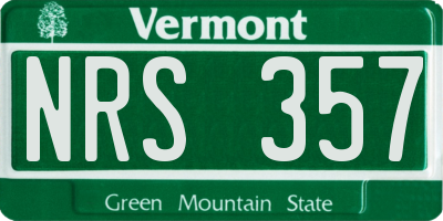 VT license plate NRS357