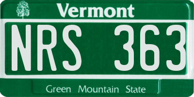 VT license plate NRS363