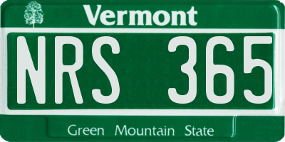 VT license plate NRS365