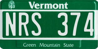 VT license plate NRS374