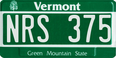 VT license plate NRS375