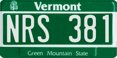 VT license plate NRS381
