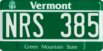 VT license plate NRS385