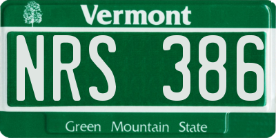 VT license plate NRS386