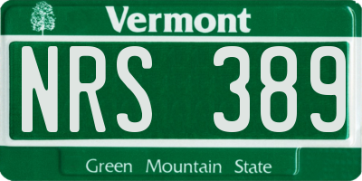 VT license plate NRS389