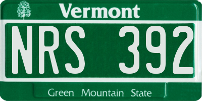 VT license plate NRS392