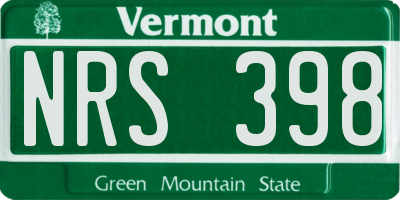 VT license plate NRS398