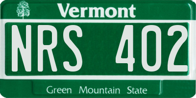 VT license plate NRS402