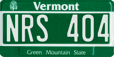 VT license plate NRS404