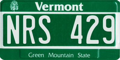 VT license plate NRS429