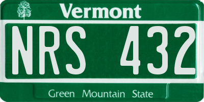 VT license plate NRS432