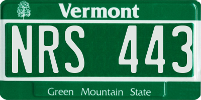 VT license plate NRS443