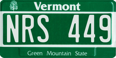 VT license plate NRS449