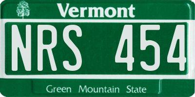 VT license plate NRS454