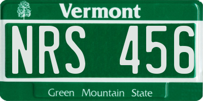 VT license plate NRS456