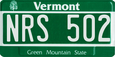VT license plate NRS502