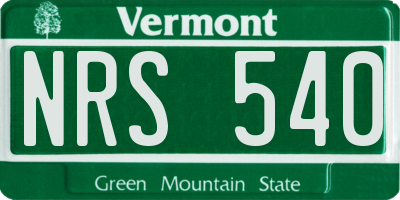 VT license plate NRS540