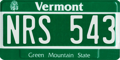 VT license plate NRS543