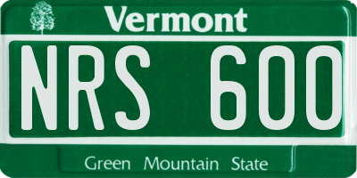 VT license plate NRS600