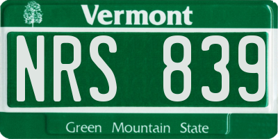VT license plate NRS839