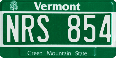VT license plate NRS854